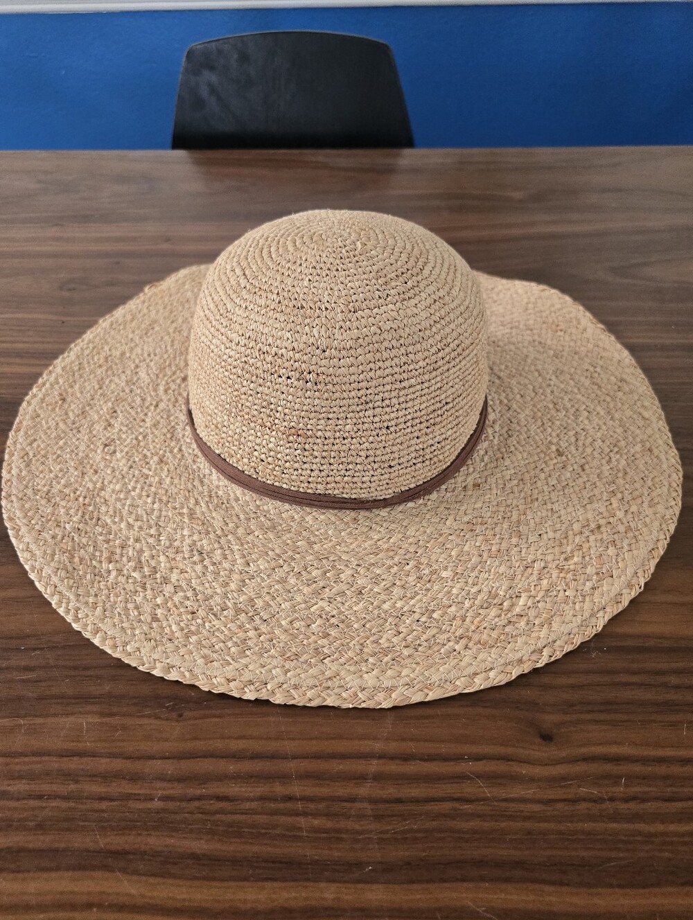 Straw Wide Brim Sun Hat with Brown Band - Women Accessories - Picture 2 of 6
